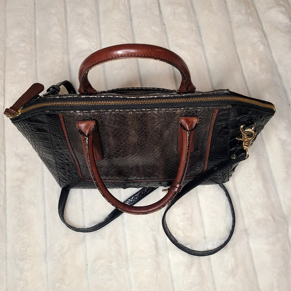 Brahmin Black and Brown Satchel with Structured Design - Picture 3 of 10